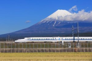 shinkansen with fuji