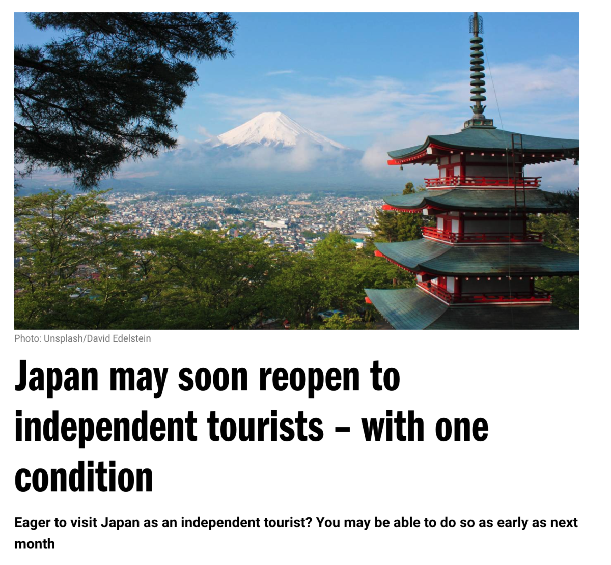 can independent travellers visit japan